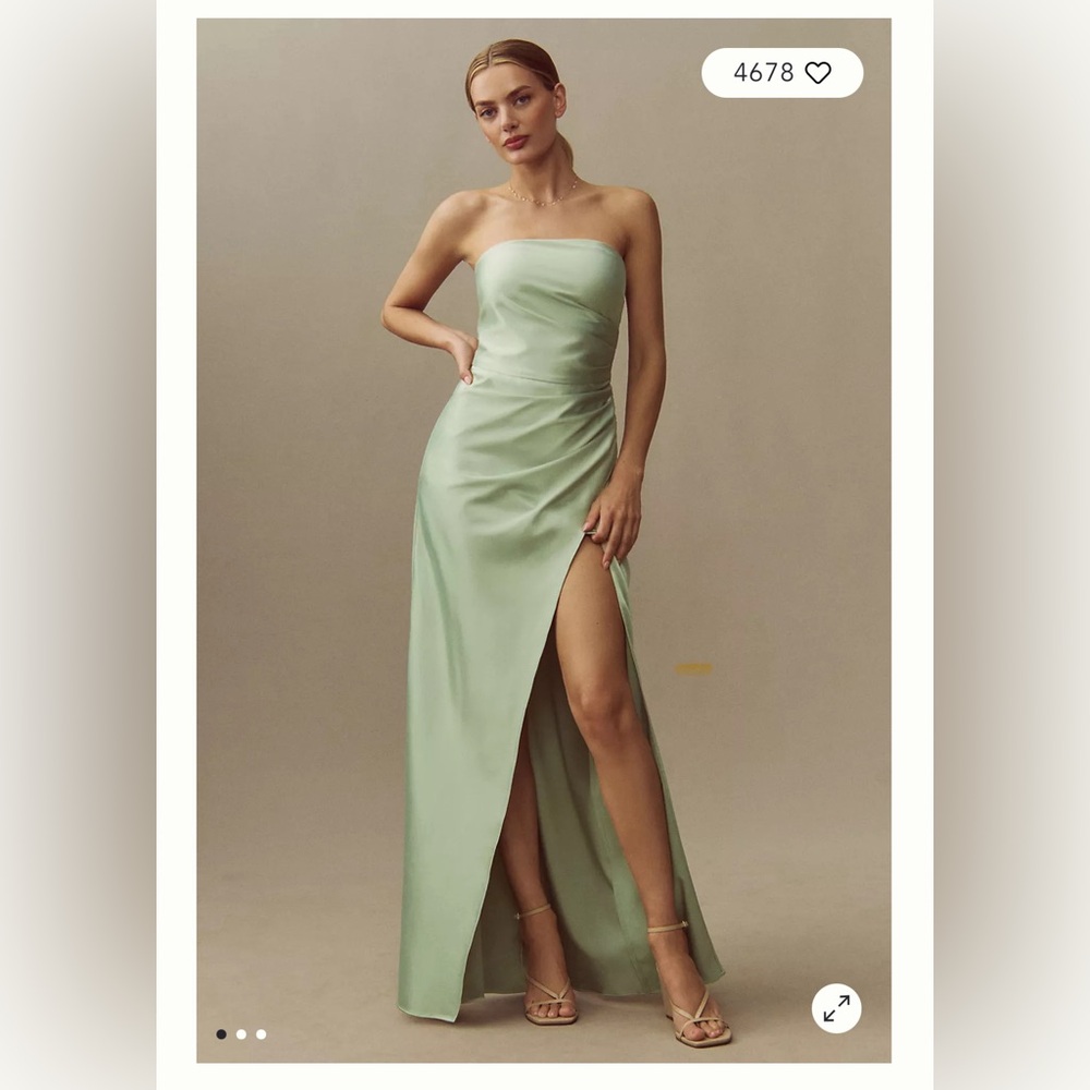 BHLDN Strapless Sage Green Gown